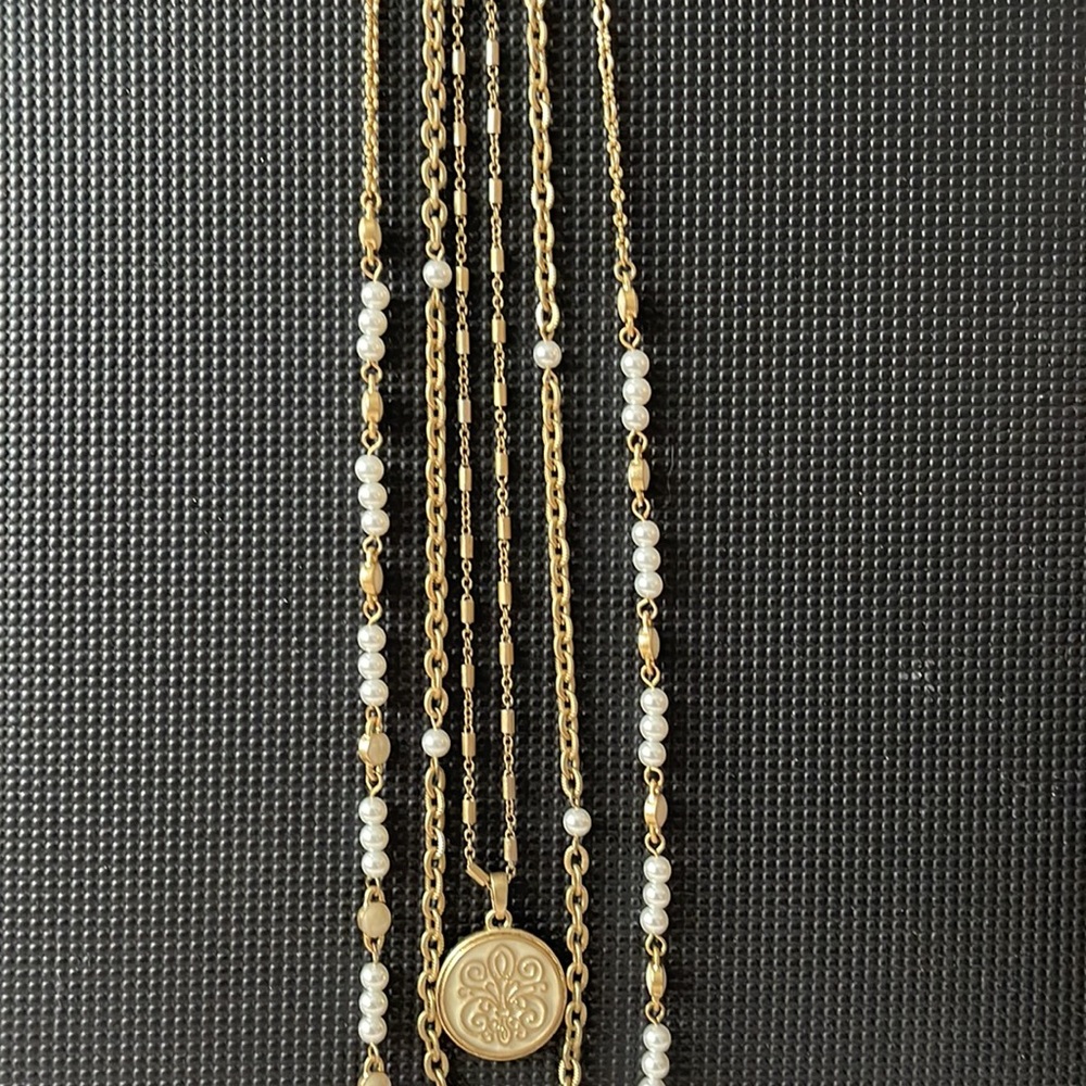 Lia Sophia triple strand gold necklace allows for 30-38” length styling - Picture 5 of 8